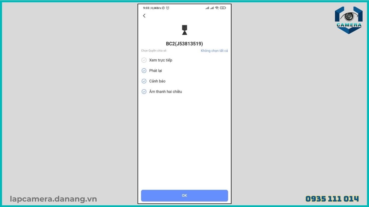 Cách chia sẻ camera Ezviz TY1 cho điện thoại khác (11)