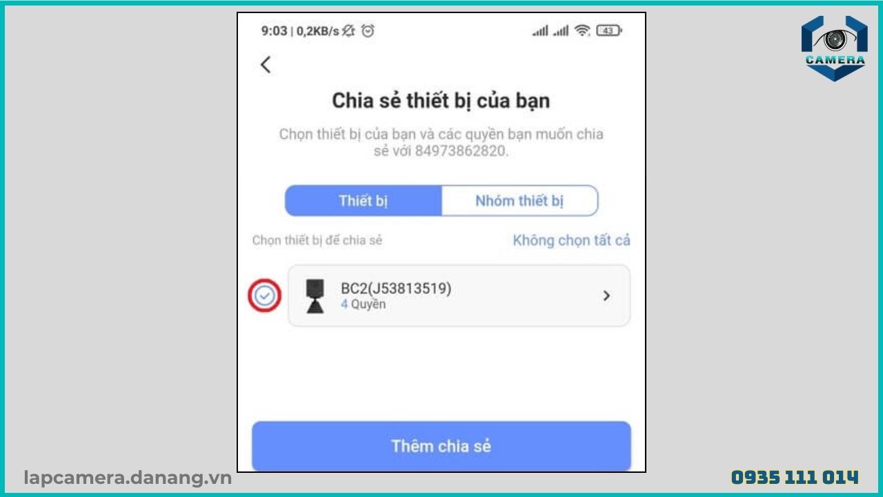 Cách chia sẻ camera Ezviz TY1 cho điện thoại khác (12)