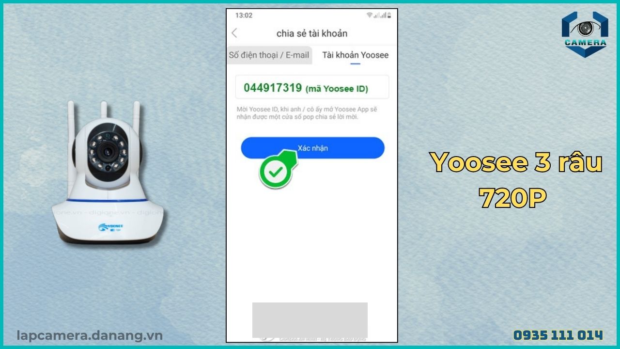 Cách chia sẻ camera Yoosee 3 râu 720