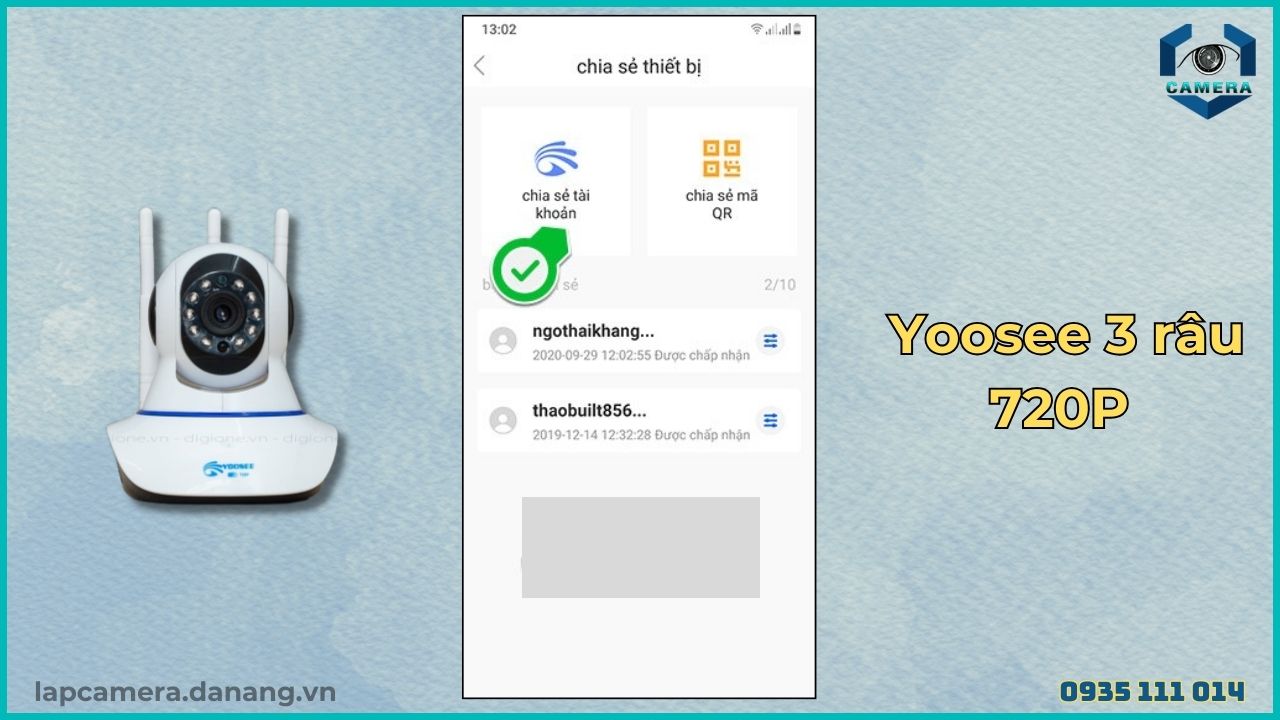 Cách chia sẻ camera Yoosee 3 râu 720P cho điện thoại khác (4)