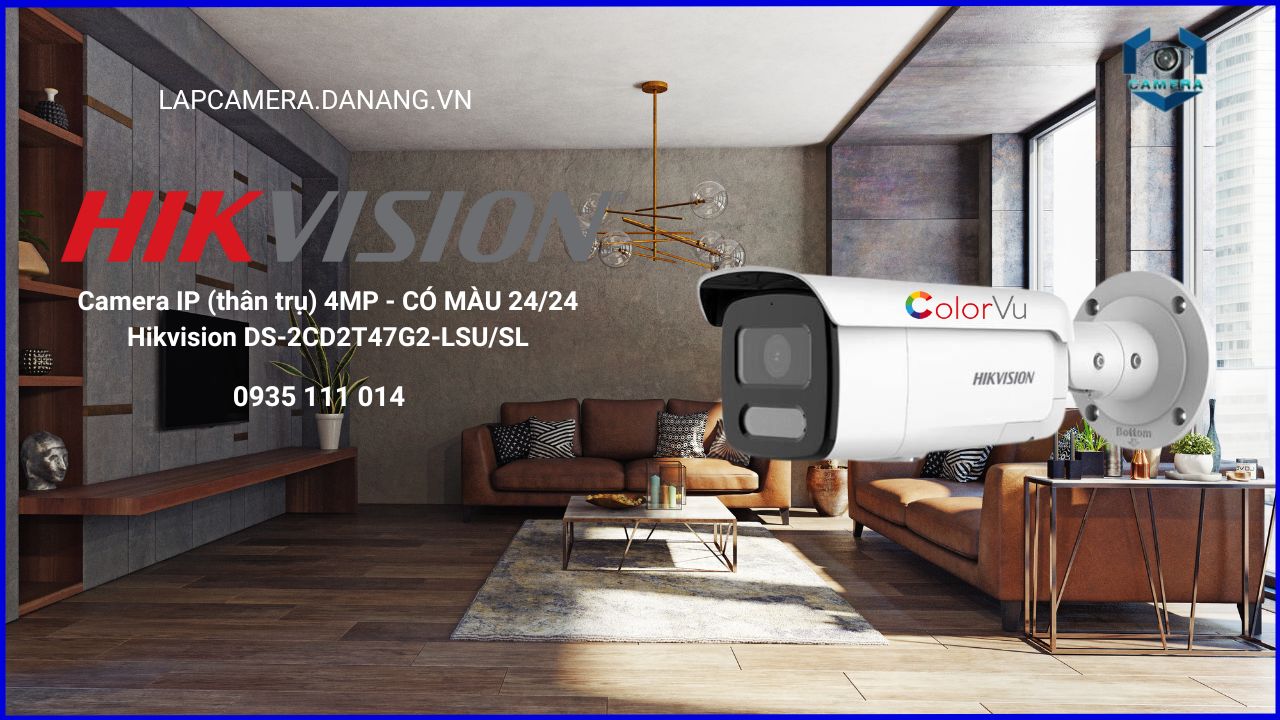 Camera IP (thân trụ) 4MP - CÓ MÀU 24/24 Hikvision DS-2CD2T47G2-LSU/SL tại Skytech